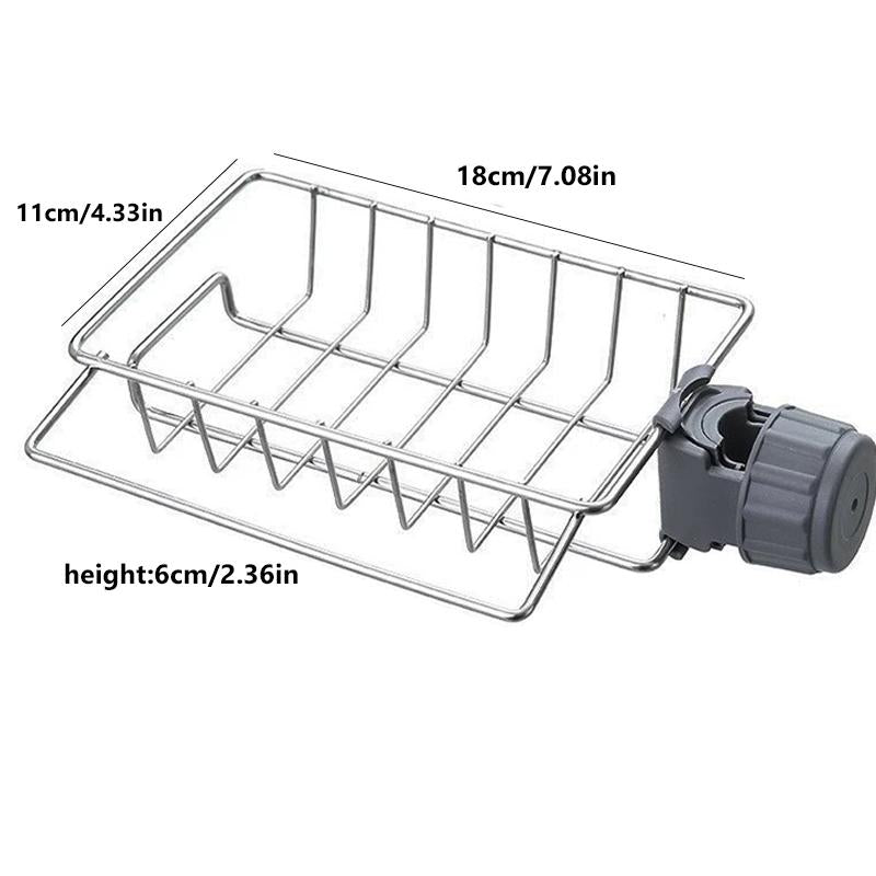 2Pcs Kitchen Sink Faucet Organizer, Adjustable Detachable Sponge Holder, Soap Kitchen Sink Drain Rack,Rustproof Stainless, Towel Hook Bathroom Universal