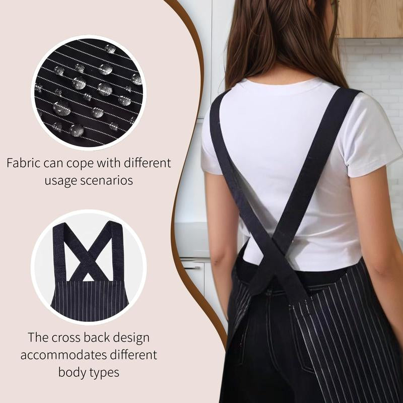 Apron with Pockets for Women and Men Cross Back Design with Towel Machine Washable Kitchen Apron for Cooking Grilling Painting Cleaning Gardening