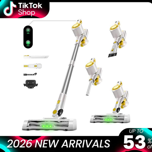 BSNAW 45 KPA Cordless Vacuum Cleaner with 6-In-1 Stick Design, Upgraded Green LED, Anti-Tangle Brush, Removable Battery, 40-Minute Runtime, for Carpets, Pet Hair, Hardwood Floors Ultra-Lightweight