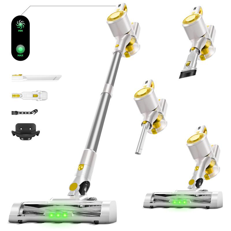BSNAW 45 KPA Cordless Vacuum Cleaner with 6-In-1 Stick Design, Upgraded Green LED, Anti-Tangle Brush, Removable Battery, 40-Minute Runtime, for Carpets, Pet Hair, Hardwood Floors Ultra-Lightweight