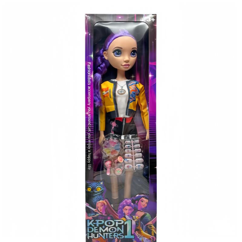 24 In/ 60CM K-POP Demon Hunters Doll Lummi and Zoi Vinyl Figurine Toy Collectible Kpop Idol Action Figure Cute Demon Hunter Character Doll Fun Plush Alternative for Kids and Fans K-Pop Merchandise Gift