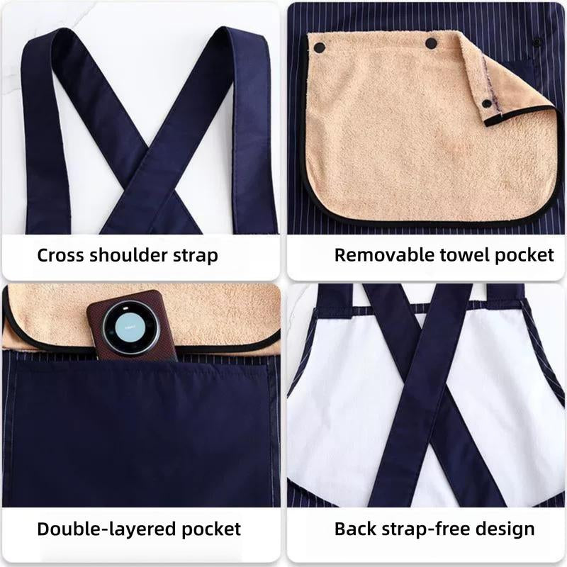 Apron with Pockets for Women and Men Cross Back Design with Towel Machine Washable Kitchen Apron for Cooking Grilling Painting Cleaning Gardening