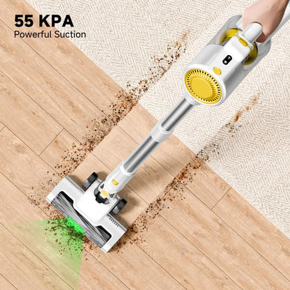 BSNAW 45 KPA Cordless Vacuum Cleaner with 6-In-1 Stick Design, Upgraded Green LED, Anti-Tangle Brush, Removable Battery, 40-Minute Runtime, for Carpets, Pet Hair, Hardwood Floors Ultra-Lightweight