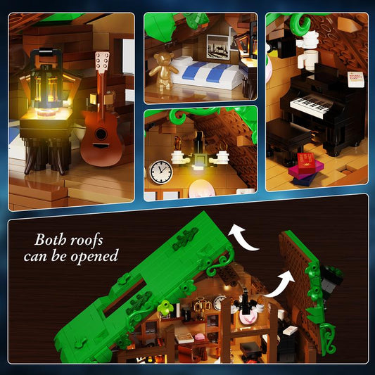 Folkloric Cottage Building Set (With Electric), Creative Rustic Village House Block Kit for Adults, Cozy Light-Up Home Décor & Unique Gift Idea