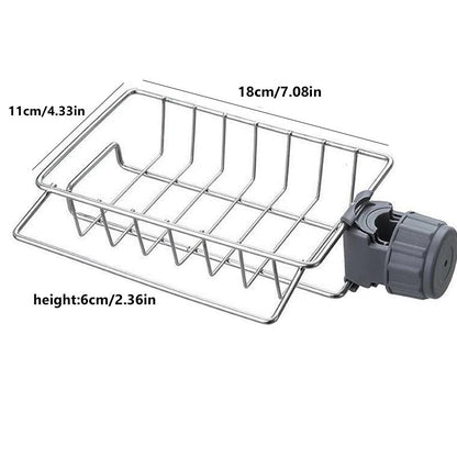 2Pcs Kitchen Sink Faucet Organizer, Adjustable Detachable Sponge Holder, Soap Kitchen Sink Drain Rack，Rustproof Stainless, Towel Hook Bathroom Universal