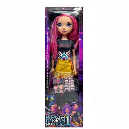 24 In/ 60CM K-POP Demon Hunters Doll Lummi and Zoi Vinyl Figurine Toy Collectible Kpop Idol Action Figure Cute Demon Hunter Character Doll Fun Plush Alternative for Kids and Fans K-Pop Merchandise Gift