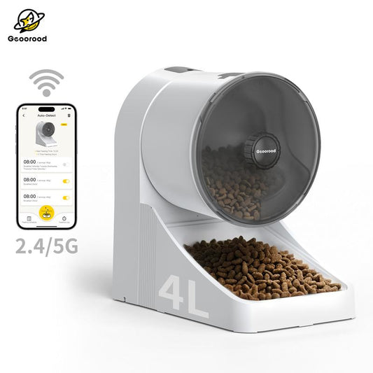 Tiktokshopblackfriday - Geoorood 4L Automatic Cat Feeder Smart Pet Food Dispenser for Cats & Small Pets Indoor Timed Dry Food Feeding 2.4/5G Connectivity ABS Material Sleek Design #Tiktokshopcybermonday