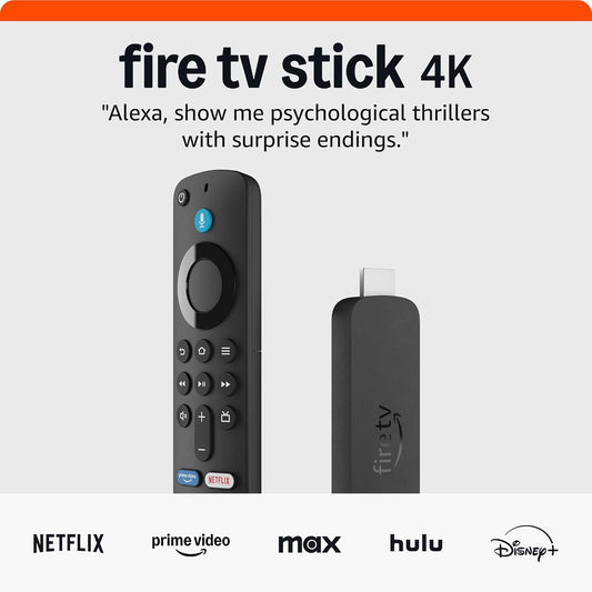 Fire TV Stick 4K (Newest Model) with Ai-Powered Fire TV Search, Wi-Fi 6, Stream over 1.8 Million Movies and Shows, Free & Live TV