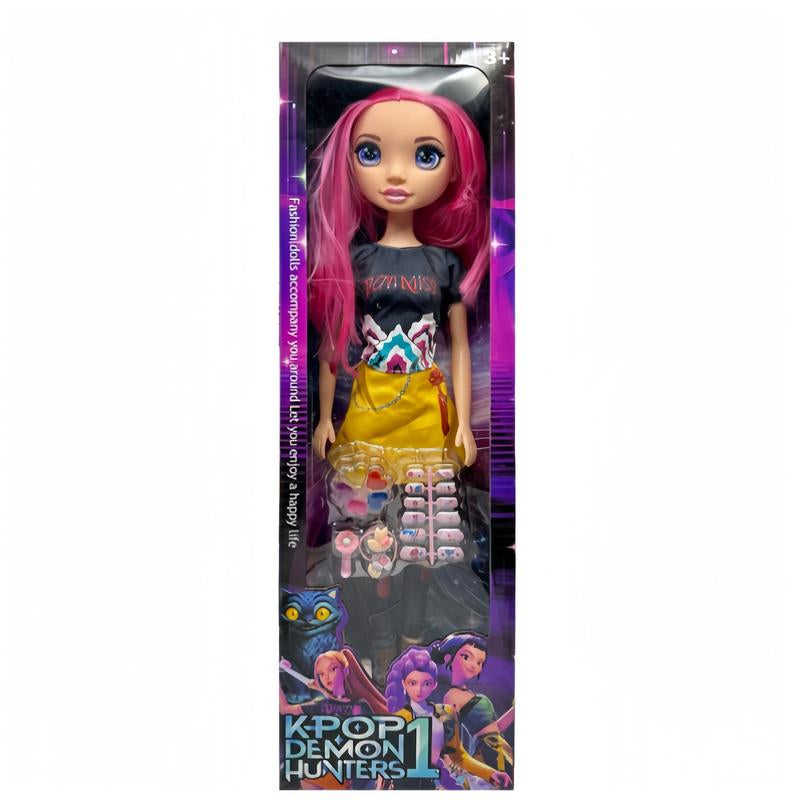 24 In/ 60CM K-POP Demon Hunters Doll Lummi and Zoi Vinyl Figurine Toy Collectible Kpop Idol Action Figure Cute Demon Hunter Character Doll Fun Plush Alternative for Kids and Fans K-Pop Merchandise Gift