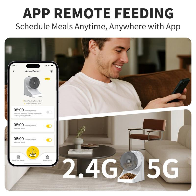 Tiktokshopblackfriday - Geoorood 4L Automatic Cat Feeder Smart Pet Food Dispenser for Cats & Small Pets Indoor Timed Dry Food Feeding 2.4/5G Connectivity ABS Material Sleek Design #Tiktokshopcybermonday