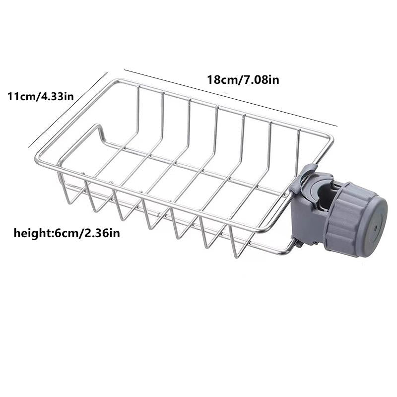 2Pcs Kitchen Sink Faucet Organizer, Adjustable Detachable Sponge Holder, Soap Kitchen Sink Drain Rack，Rustproof Stainless, Towel Hook Bathroom Universal